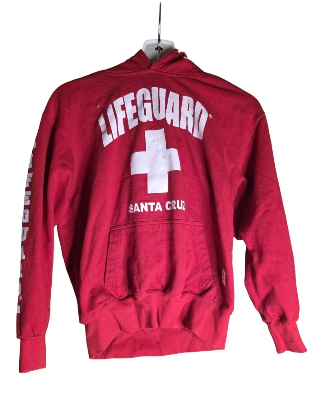 Lifeguard Santa Cruz Hoodie Small Red Pullover Sweatshirt Graphic